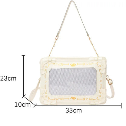 Y2K Bow Ita Bag Transparent Pocket Crossbody Handbag