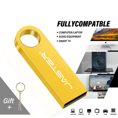 Waterproof Metal USB 2.0 Flash Drive with Keychain