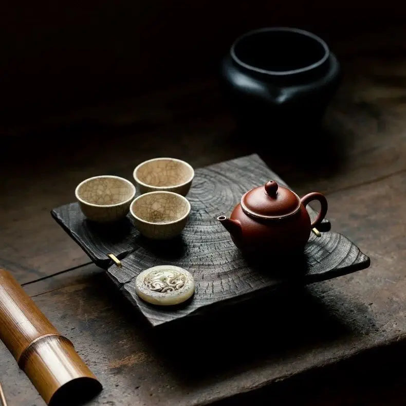Solid Wood Tea Tray Pot Stand