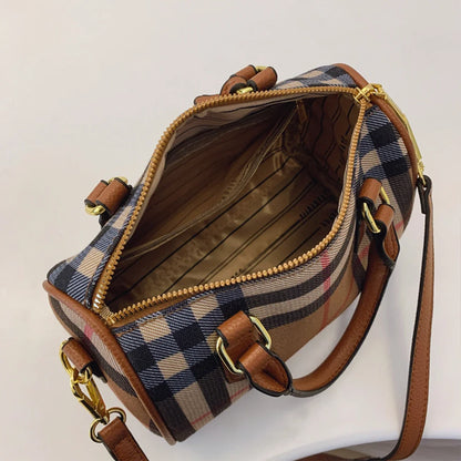 Classic Plaid PU Leather Crossbody Tote Bag