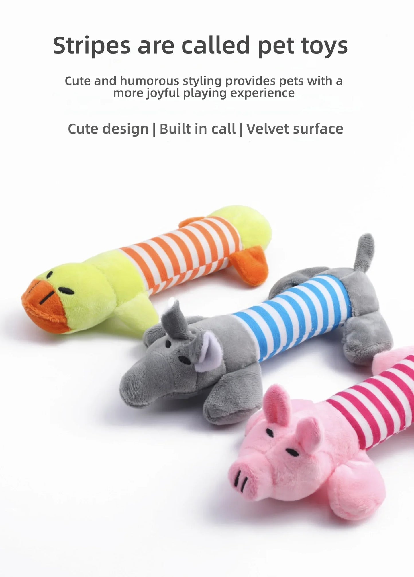 Plush Squeaky Dog Toy – Duck, Pig & Elephant
