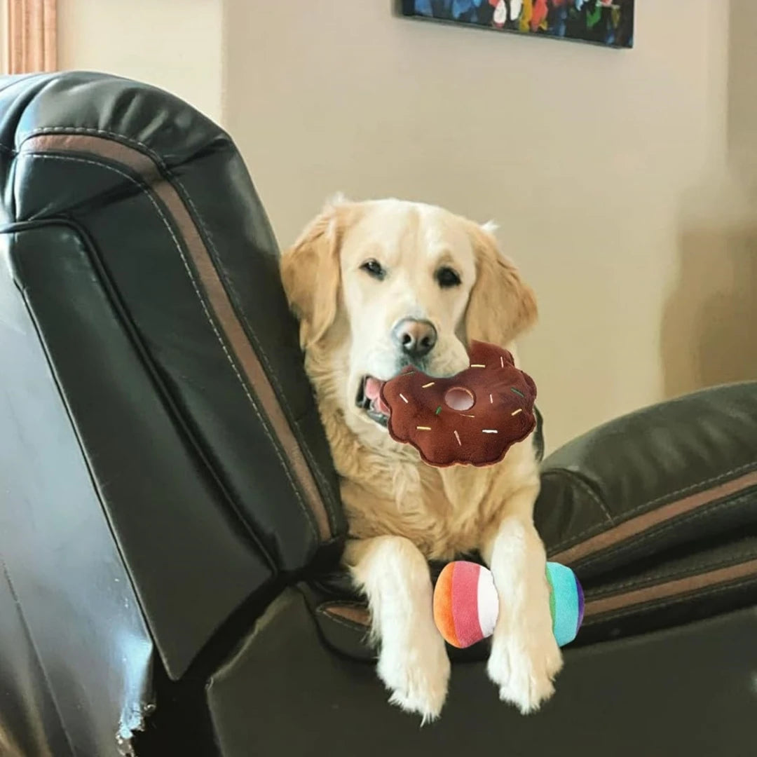 Plush Fruit & Vegetable Squeaky Dog Toy Collection
