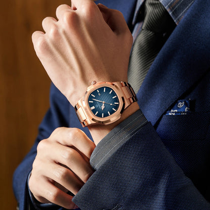 Men's Stainless Steel Quartz Watch with Date & Luminous Display