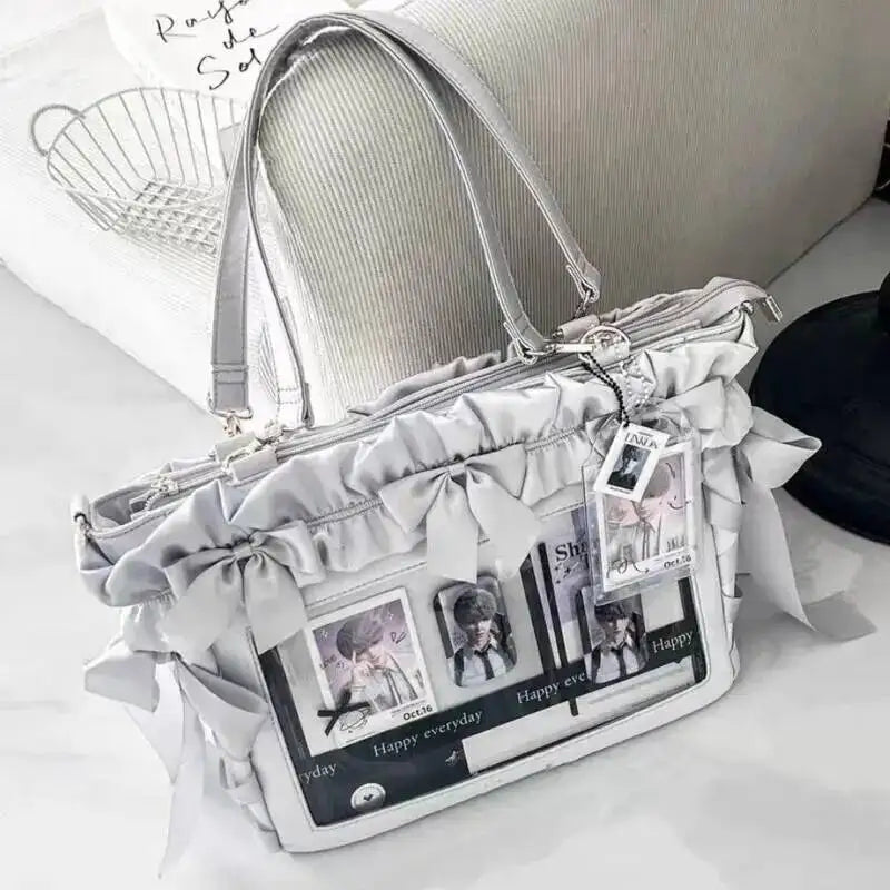 Y2K Bow Satin Crossbody Tote Bag