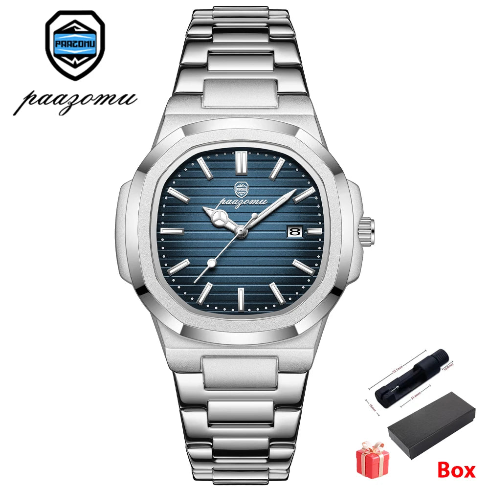 Men's Stainless Steel Quartz Watch with Date & Luminous Display