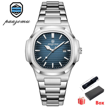 Men's Stainless Steel Quartz Watch with Date & Luminous Display