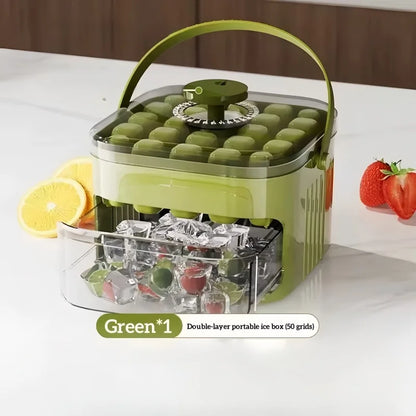 50-Grid Press Ice Cube Maker with Storage Box