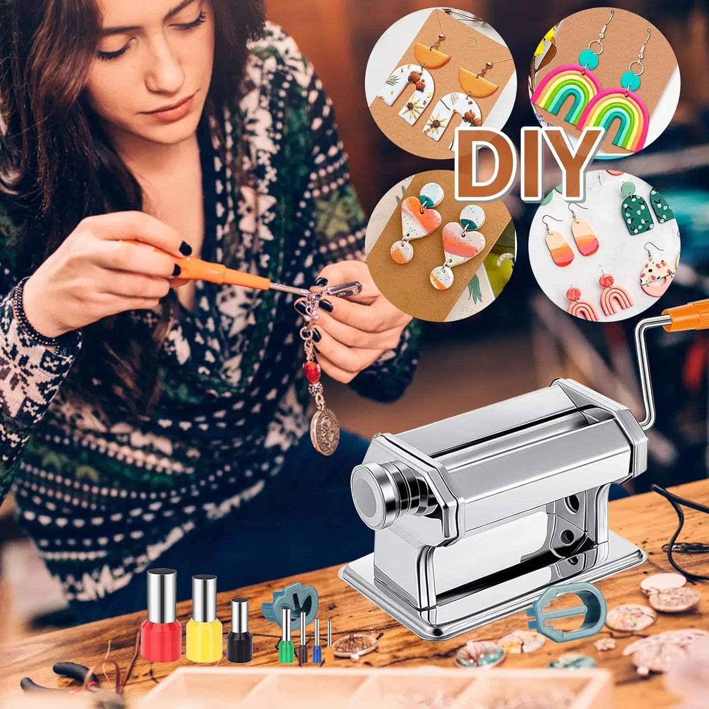 Polymer Clay Roller Machine & Jewelry Making Kit