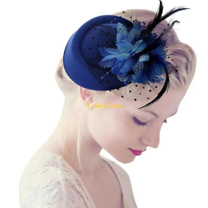 Women Vintage Fascinator Hat with Veil & Flower