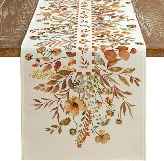 Autumn Wildflower Linen Table Runner