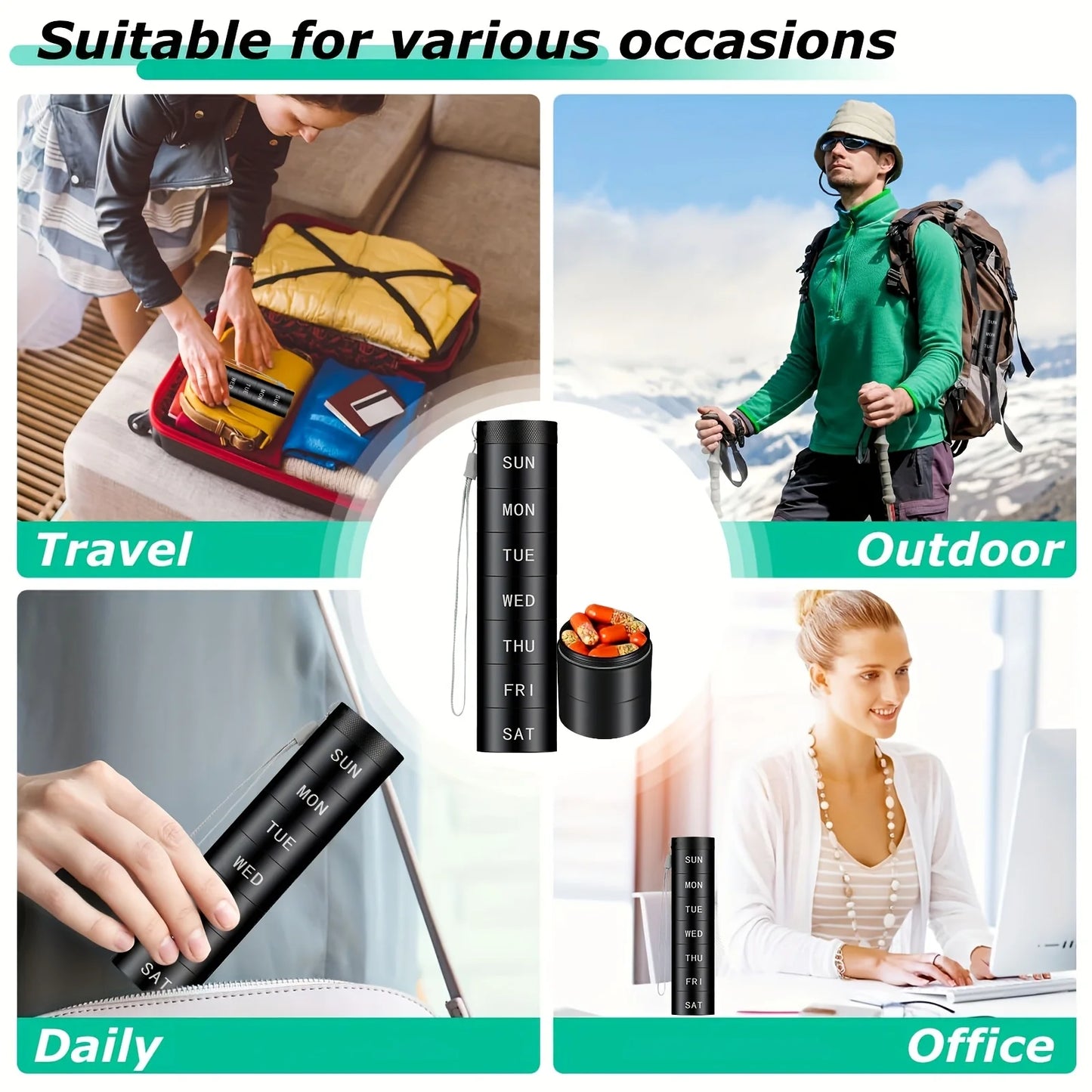 Aluminium Travel Pill Organizer
