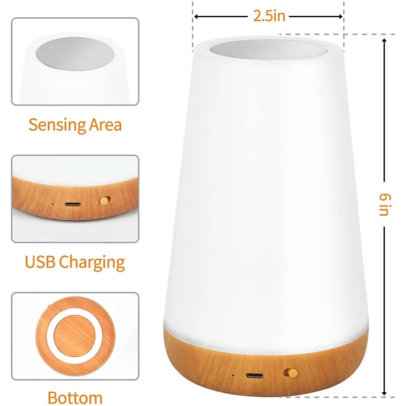 Rechargeable RGB Bedside Lamp with Remote Control