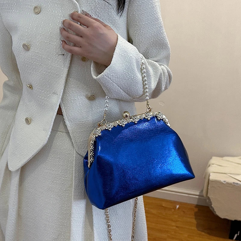 Luxury Pearl Chain Minaudière Shoulder Bag