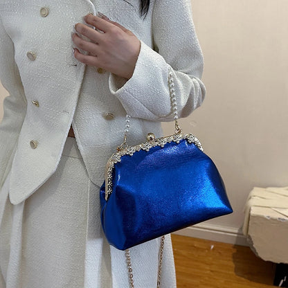 Luxury Pearl Chain Minaudière Shoulder Bag