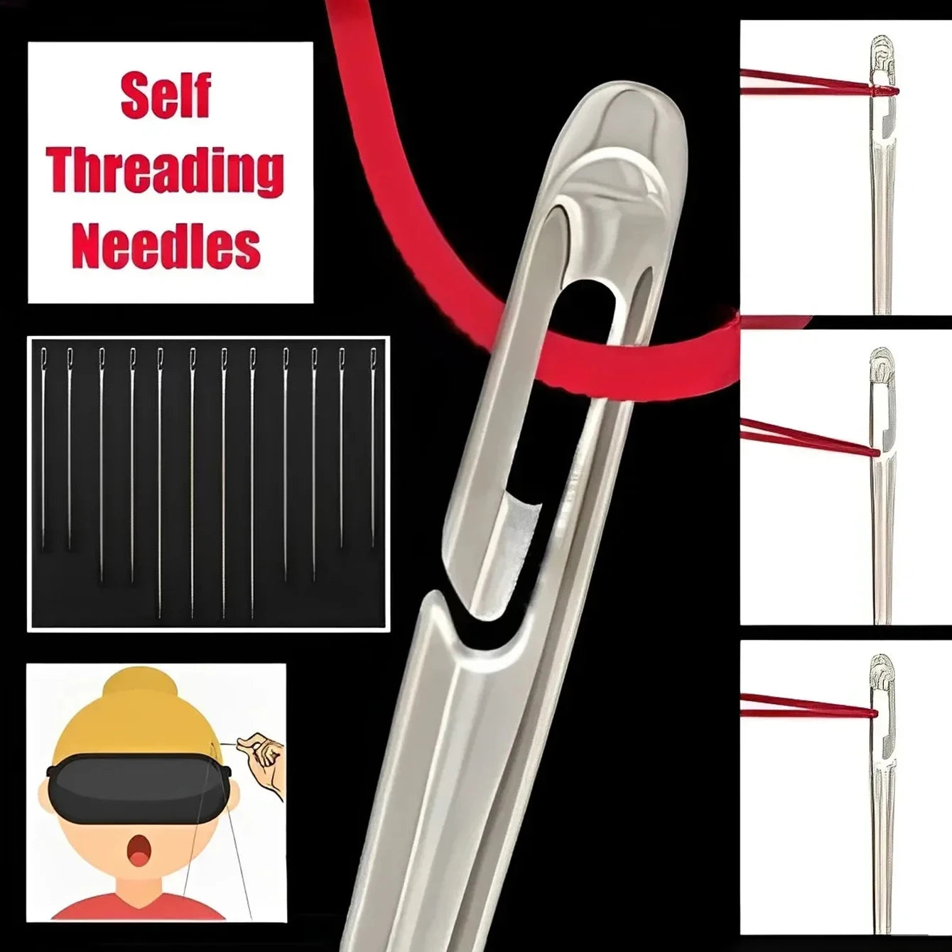 Self-Threading Sewing Needle Set