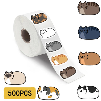 500 Cute Cartoon Cat Roll Stickers