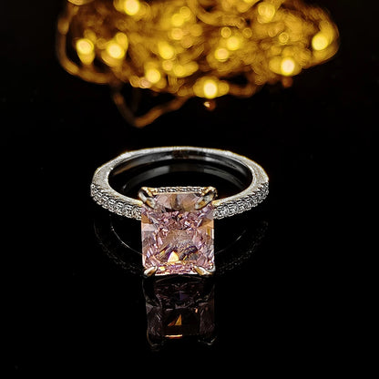 Pink Rectangle Cubic Zirconia Ring
