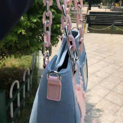 Denim Star Patch Hobo Shoulder Bag