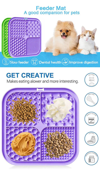Silicone Pet Licking Mat Slow Feeder with Suction Cups