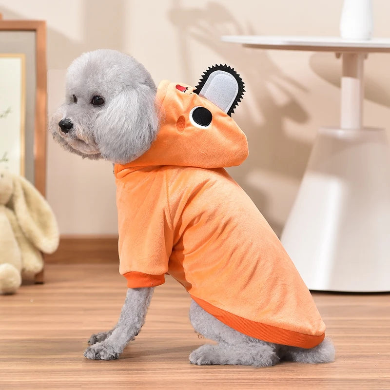 Orange Fleece Dog Hoodie