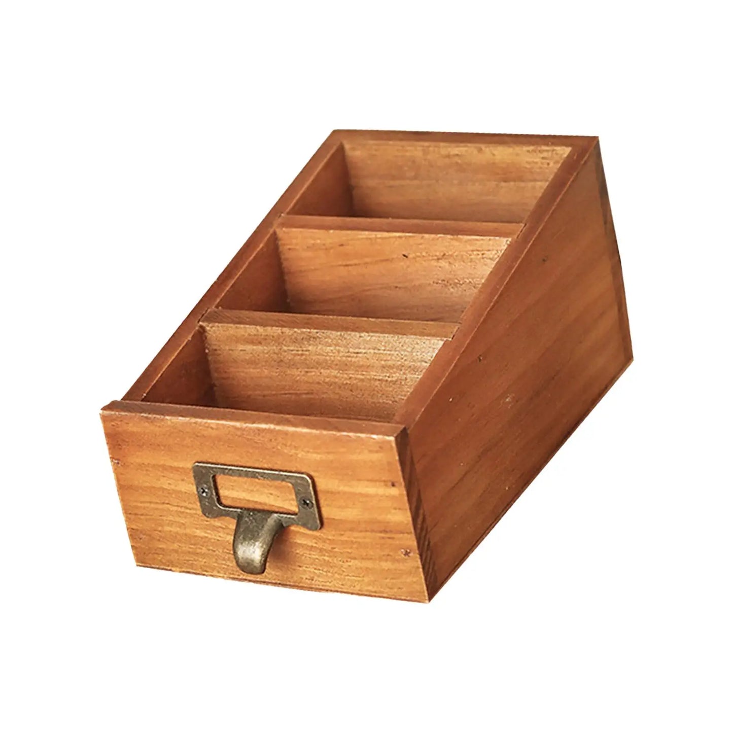 Vintage Wooden Desktop Organizer Storage Box