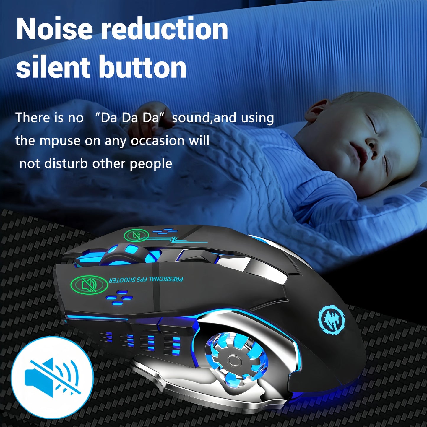 Bluetooth 5.2 & 2.4GHz Rechargeable RGB Wireless Gaming Mouse