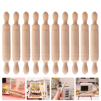 Miniature Wooden Rolling Pins for Dollhouse, Crafts & Pretend Play