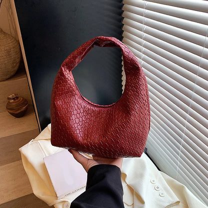 Women’s Woven Embossed PU Leather Hobo Shoulder Bag