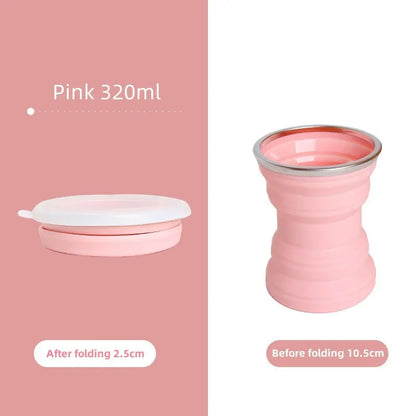 Portable Silicone Foldable Travel Cup with Lanyard