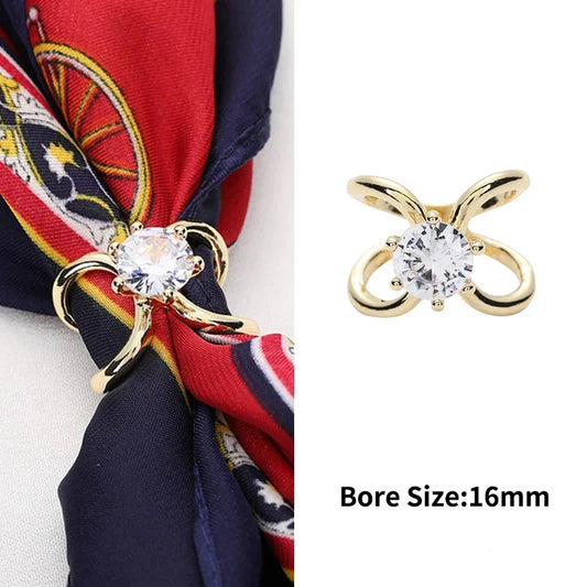 X Shape Crystal Scarf Brooch Buckle