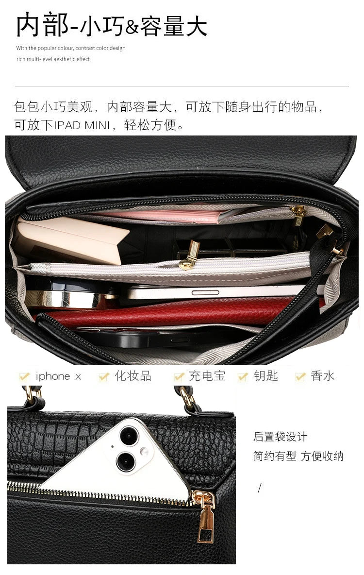 Large Capacity Leather Crossbody Handbag for Women