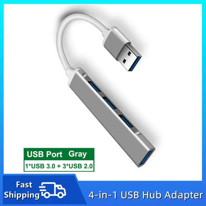 4-Port USB & USB-C Hub Adapter