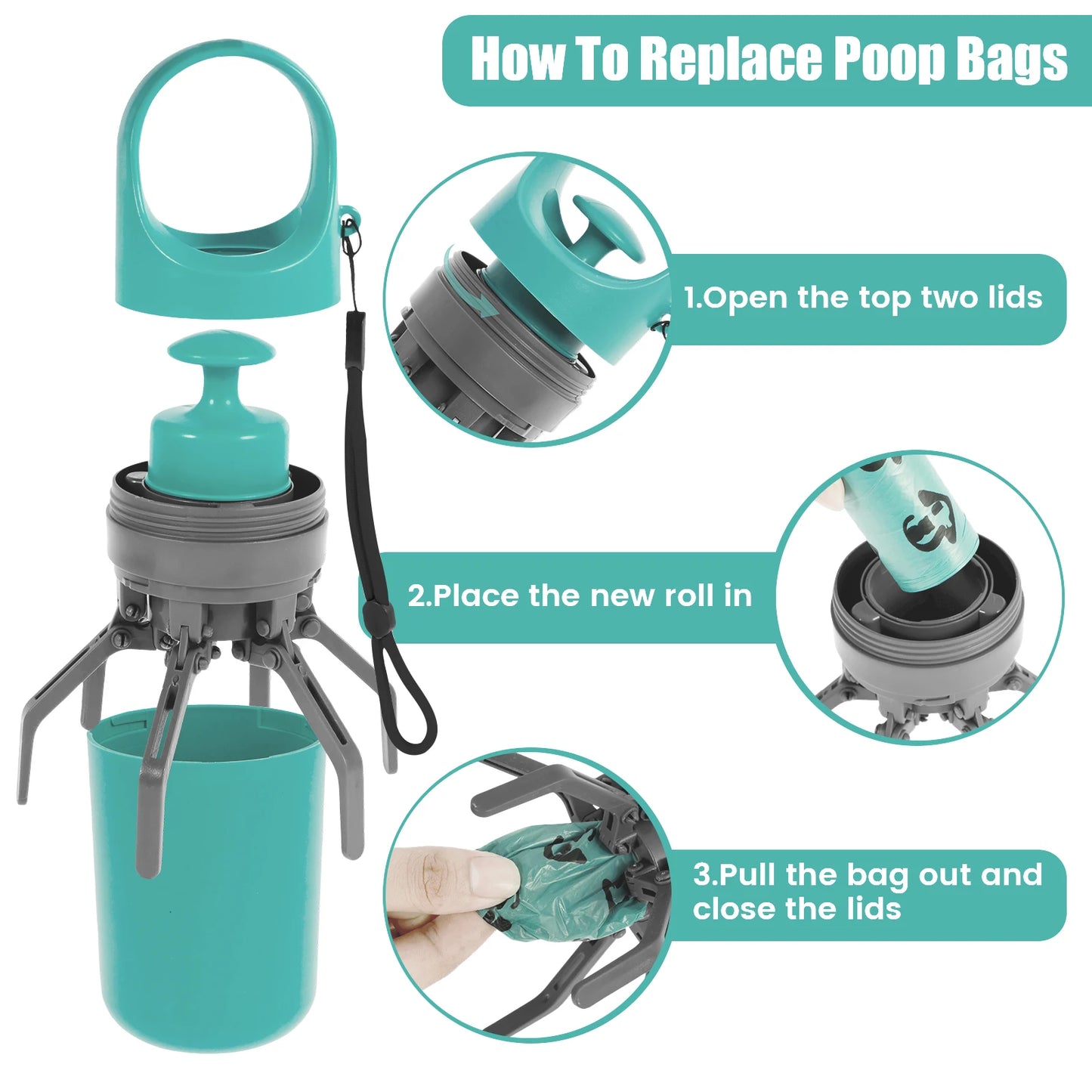 Portable Dog Pooper Scooper with Waste Bag Dispenser