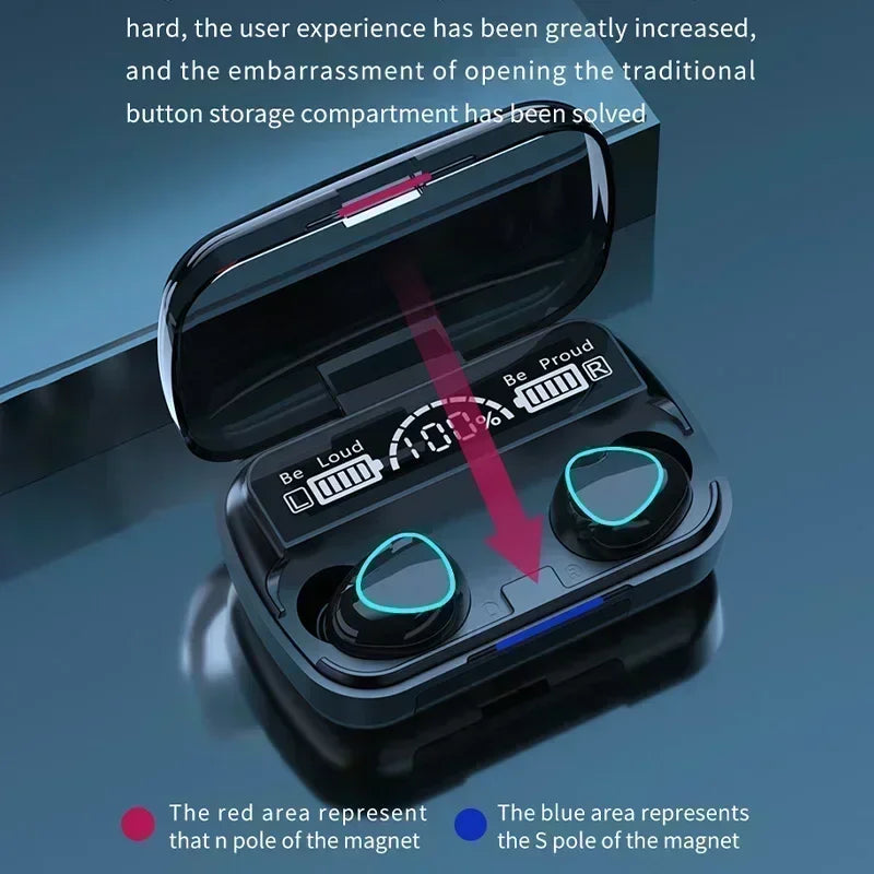M10 TWS Bluetooth 5.3 Wireless Earbuds with LED Charging Case