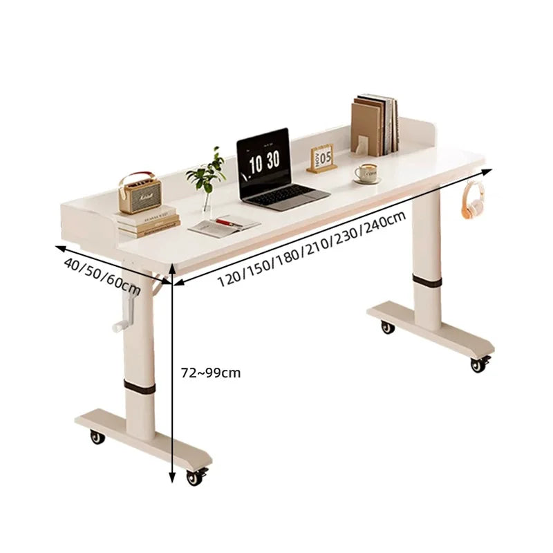 Adjustable Overbed Laptop Desk with Hand Crank & Wheels