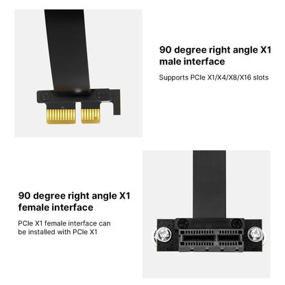 PCIe 3.0 x1 Right Angle Riser Extension Cable