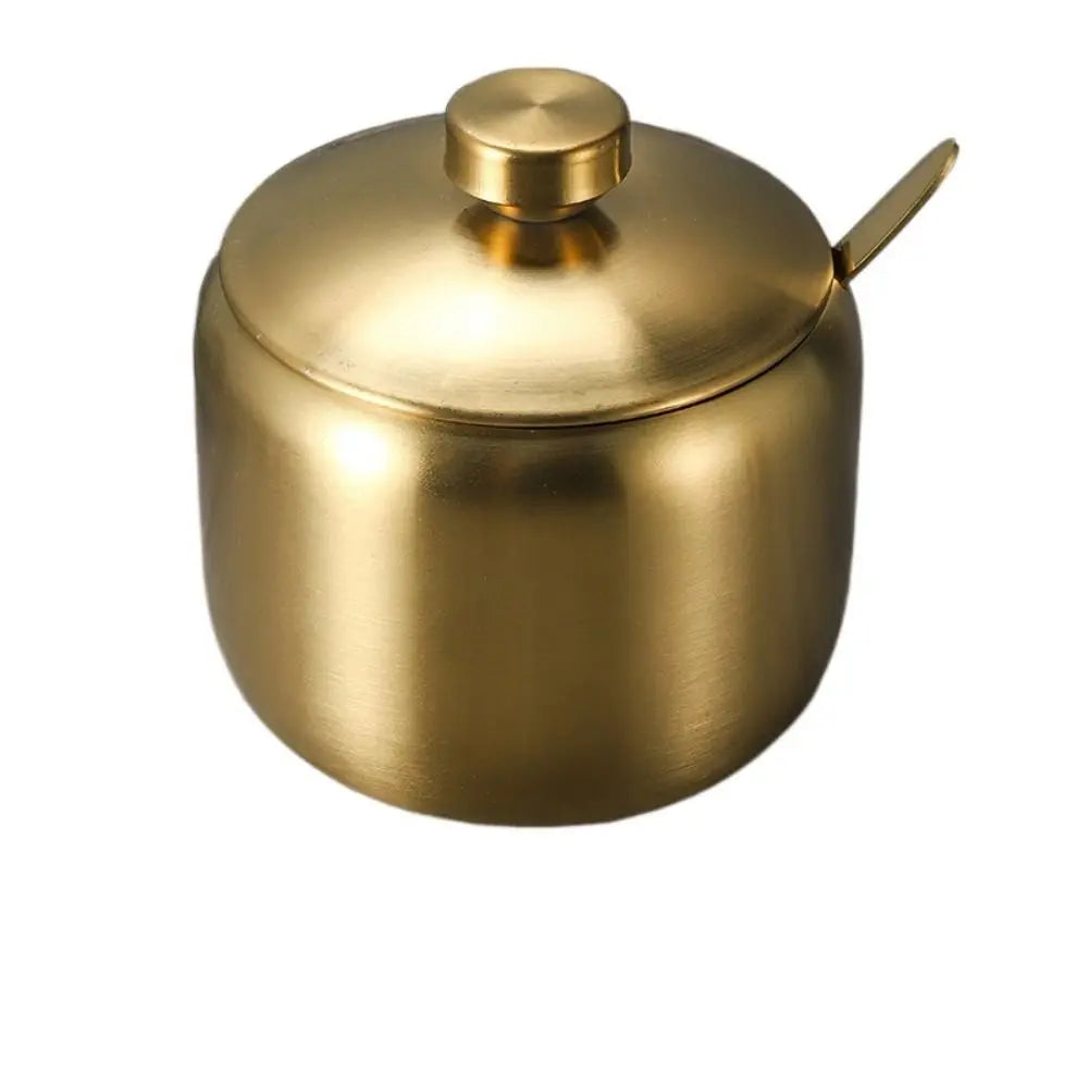 Stainless Steel Sugar Bowl with Lid & Spoon
