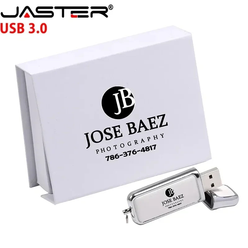 JASTER USB 3.0 Leather Memory Stick with Free Custom Logo & Presentation Box