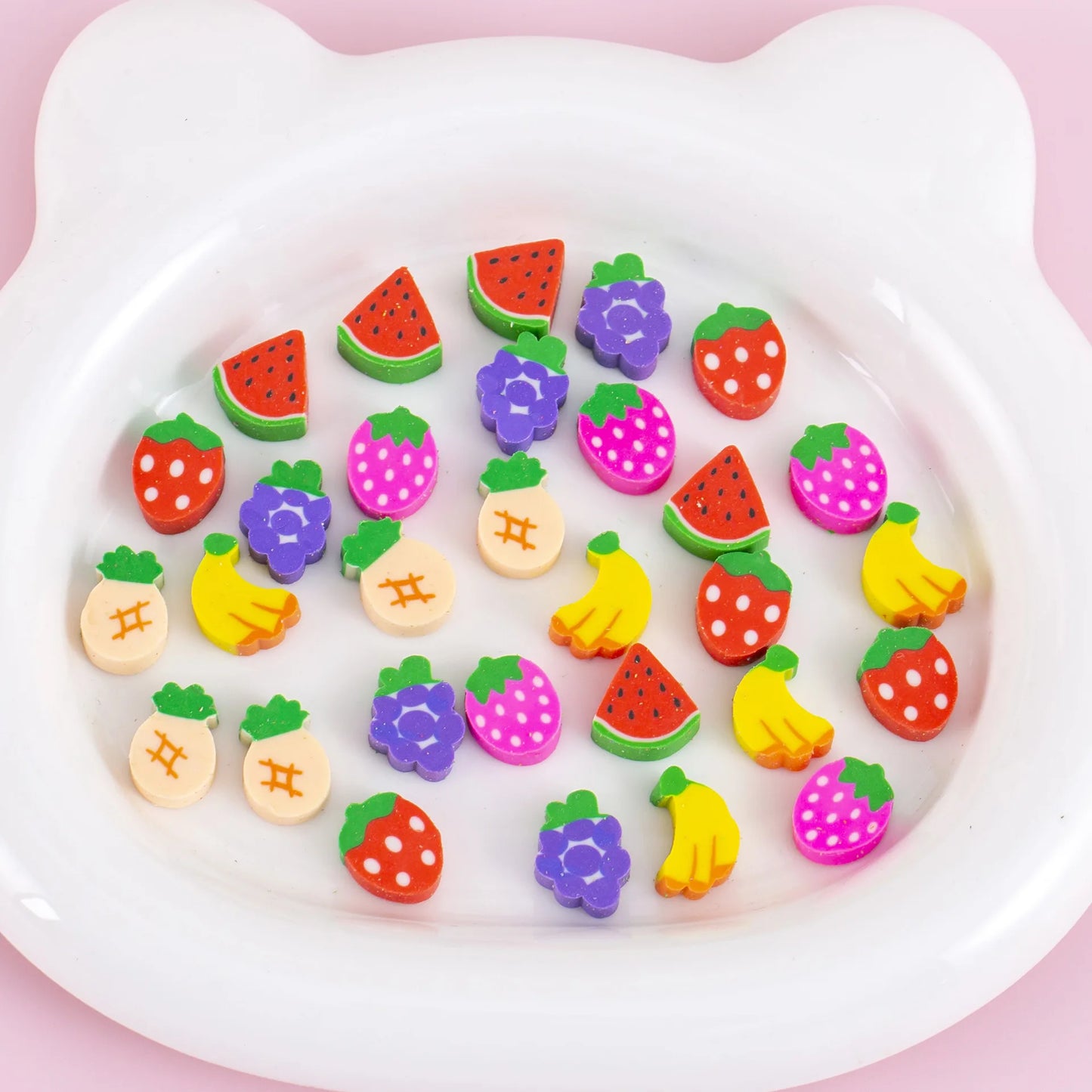 Mini Cartoon Eraser Set – Fruit, Animal & Heart Capsule Collection