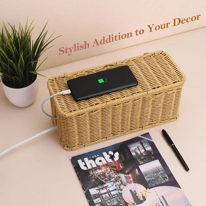 Handwoven Cable Management Box with Lid
