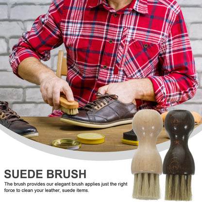 Pig Hair Shoe Cleaning & Polish Brush Set