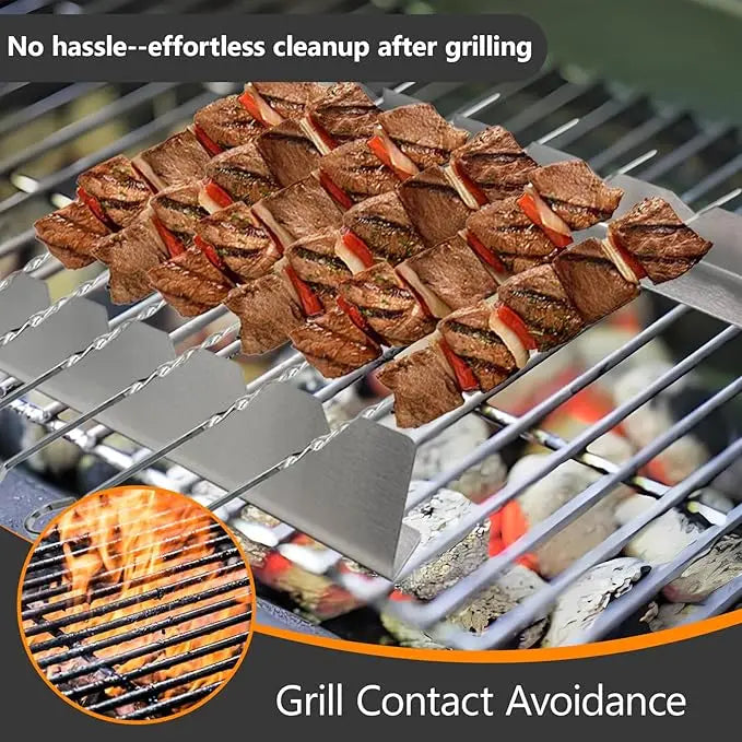 Stainless Steel BBQ Skewer Rack Set