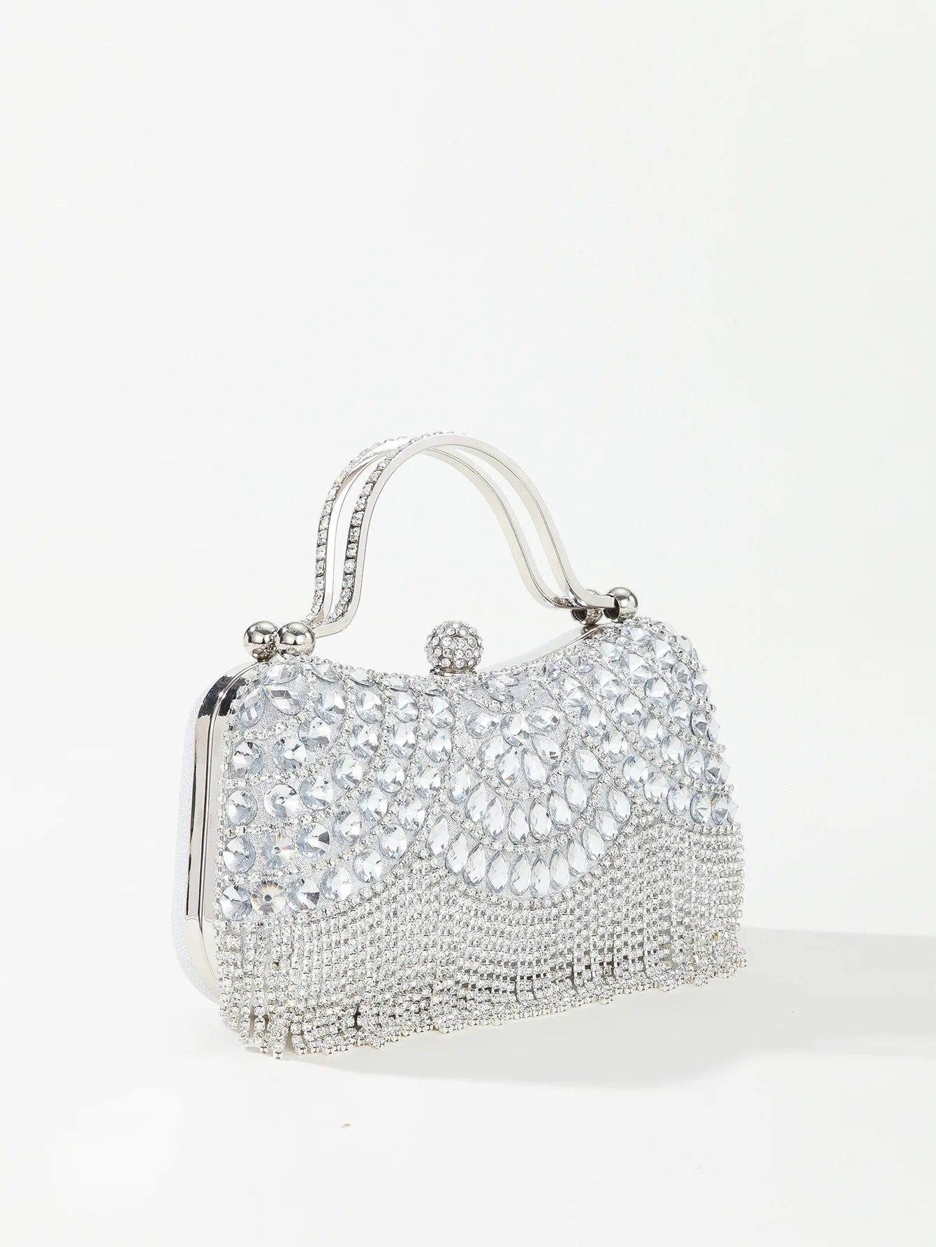Rhinestone Tassel Handle Evening Bag