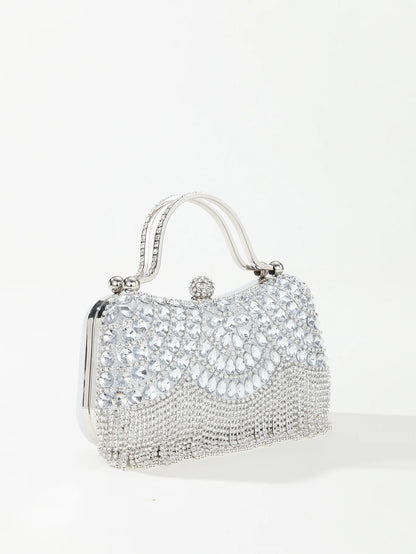 Rhinestone Tassel Handle Evening Bag