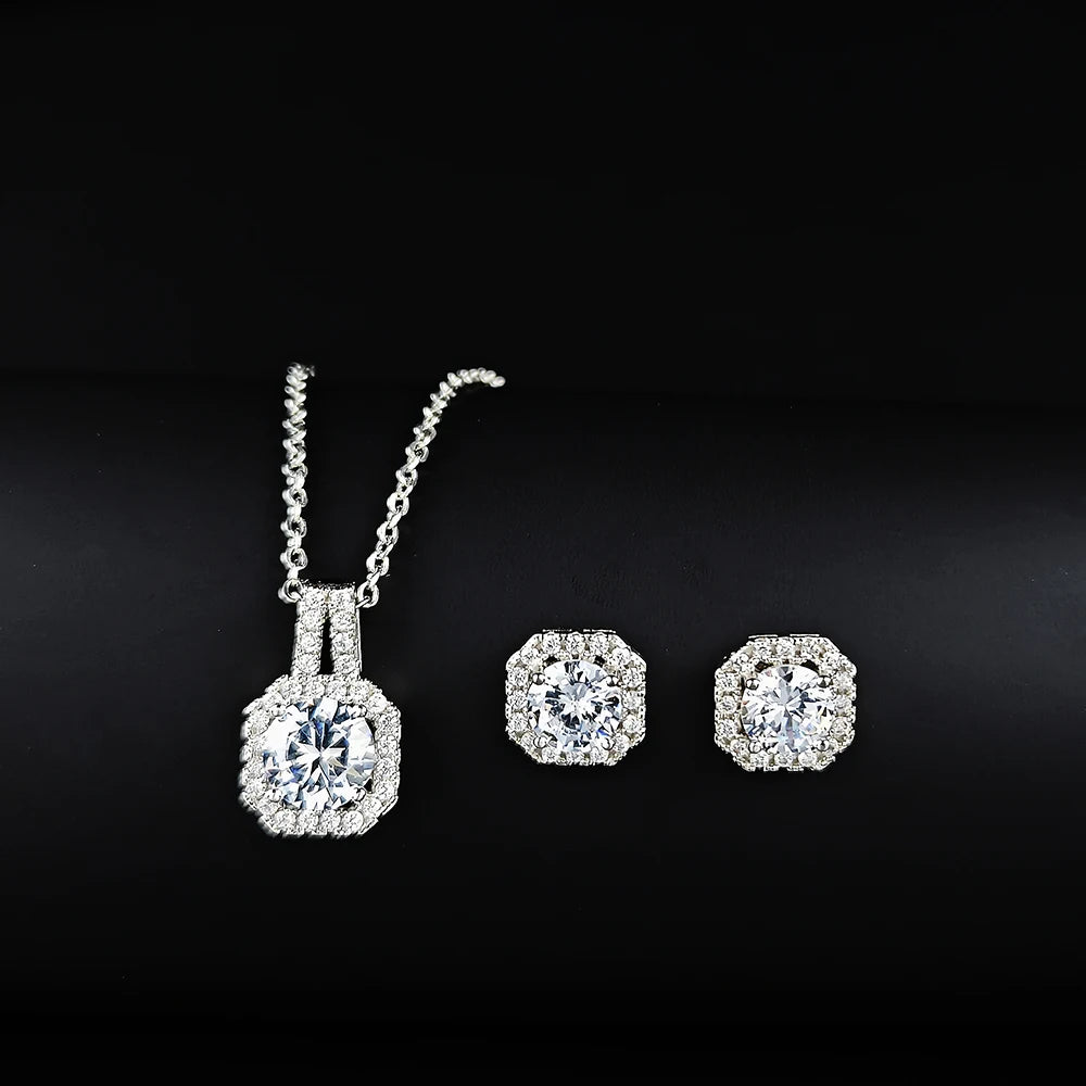 Pink Cubic Zirconia Necklace & Earring Set