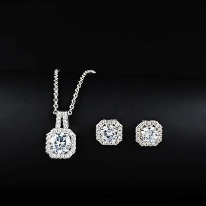 Pink Cubic Zirconia Necklace & Earring Set