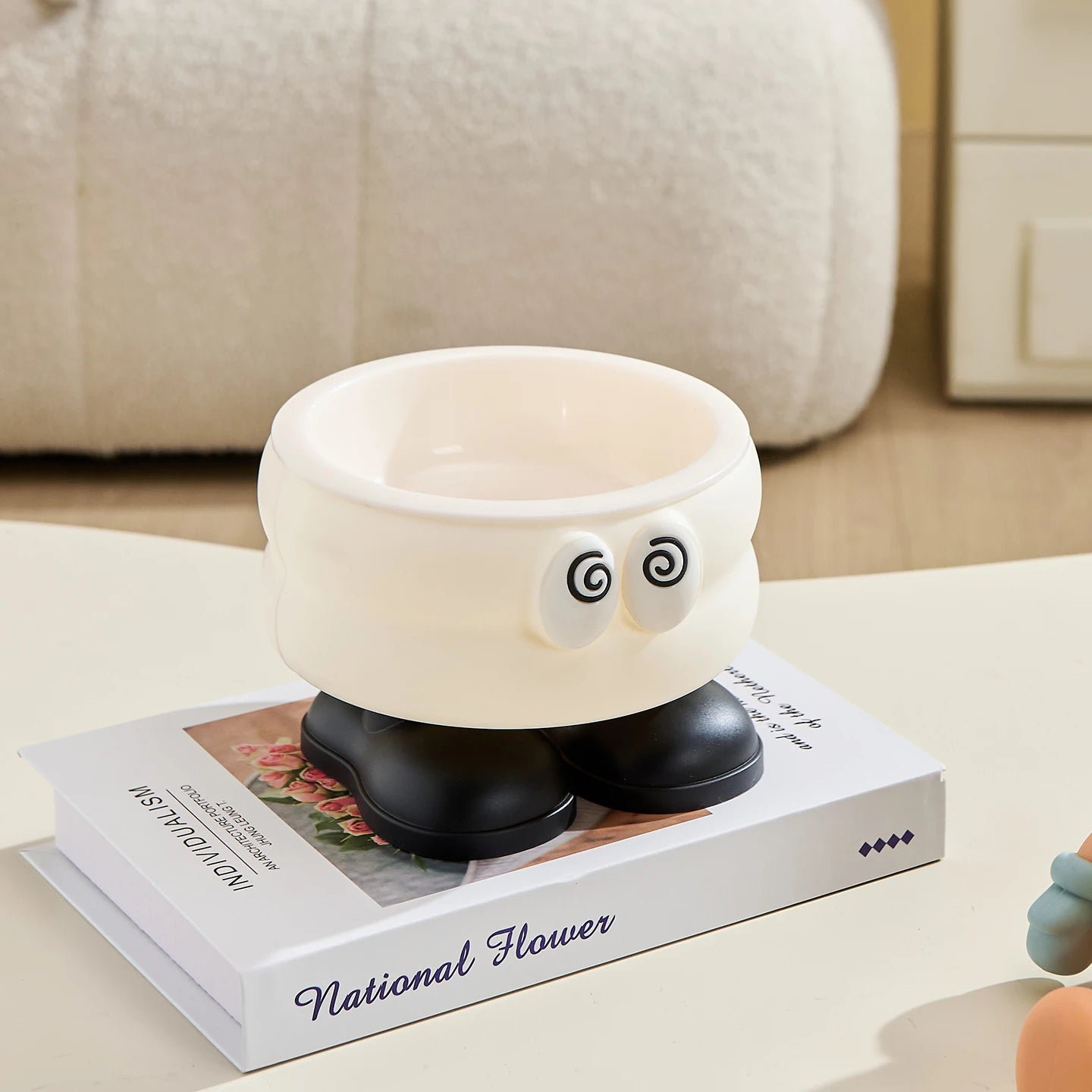 Elevated Stainless Steel Pet Bowl with Cartoon Design