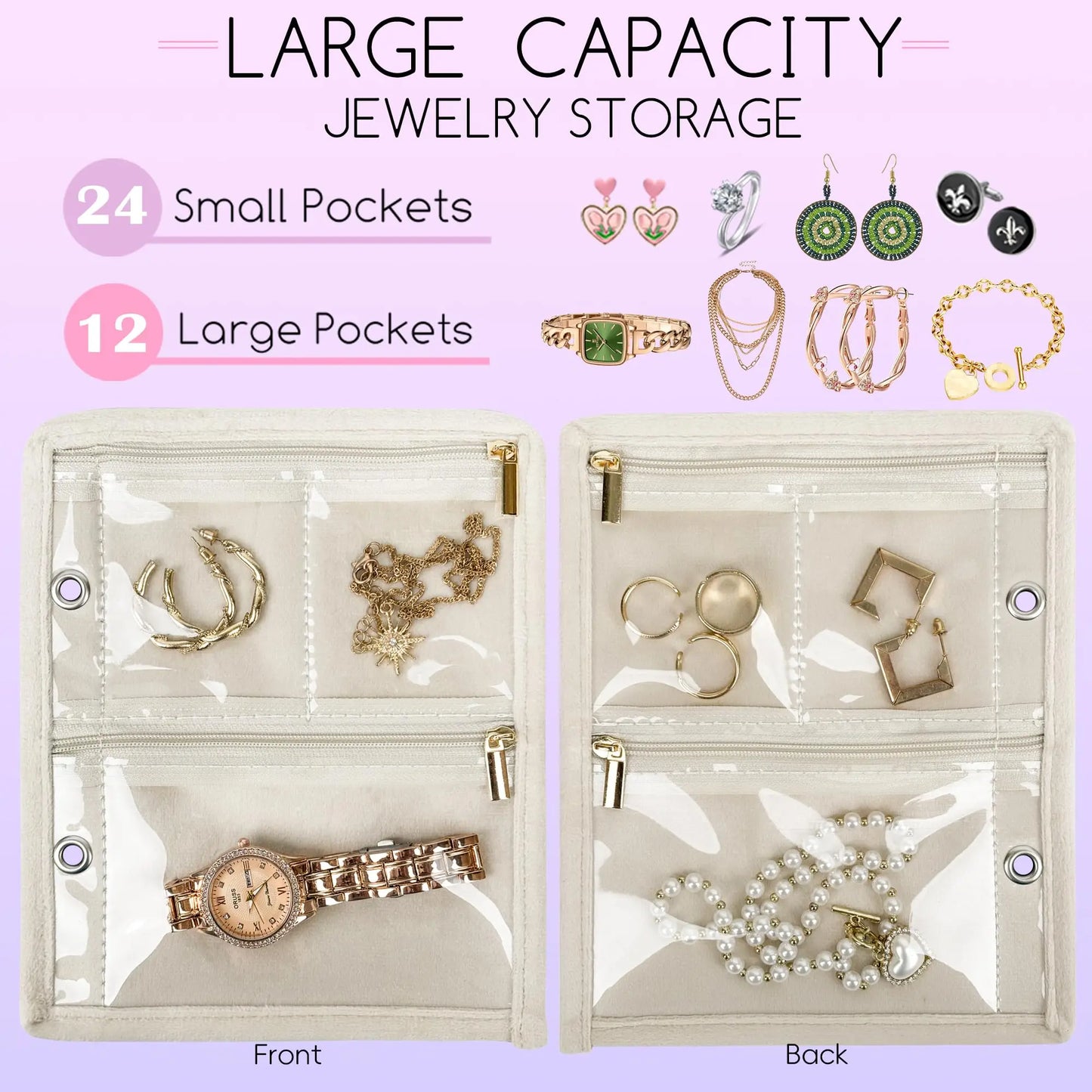 Travel Jewelry Organizer Binder Case