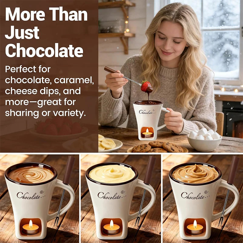 Ceramic Chocolate Fondue Mug Set