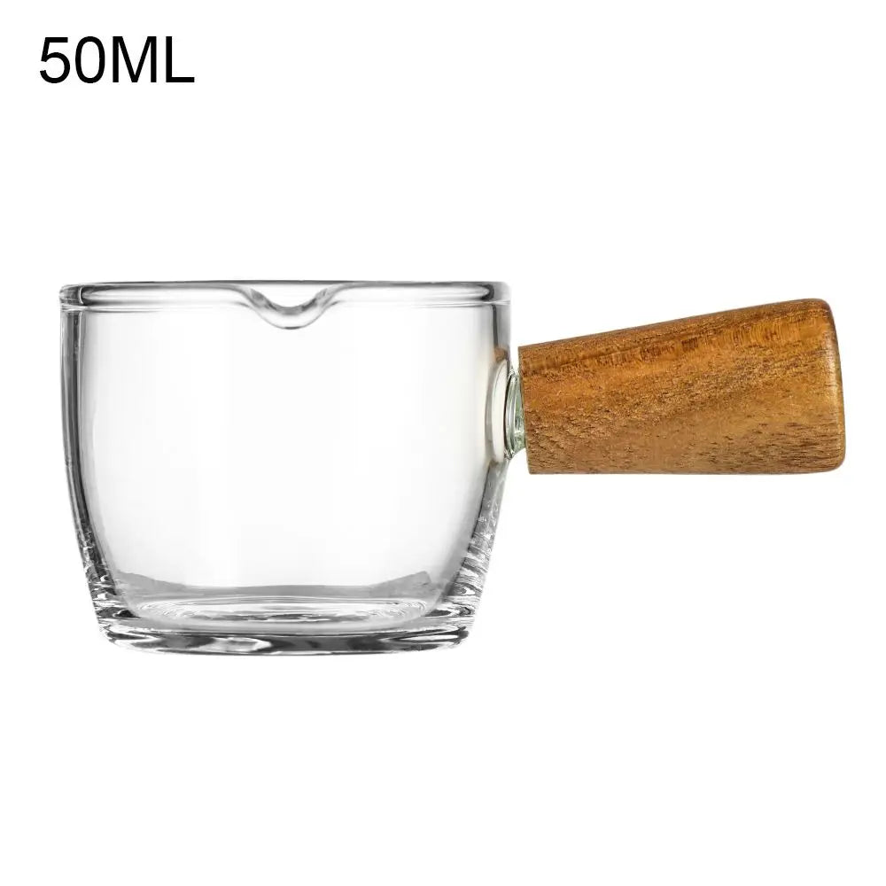 Wooden Handle Glass Measuring Cup